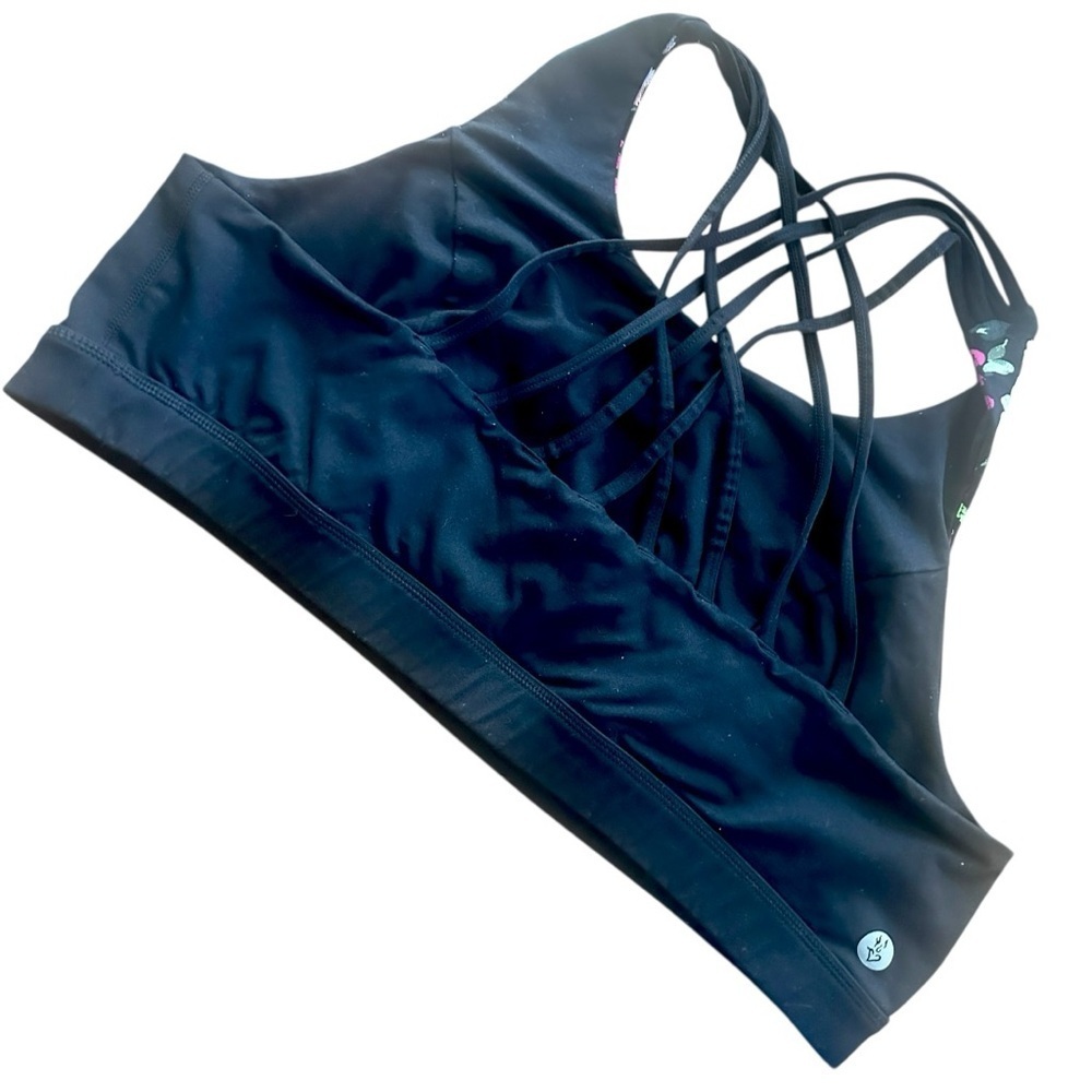 Torrid Active Floral Strappy Sports Bra Black Size 4 Plus Size Workout Bra - Picture 4 of 5